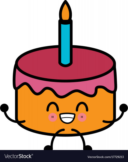Birthday Cake Cartoon
 Birthday cake isolated cute kawaii cartoon Vector Image