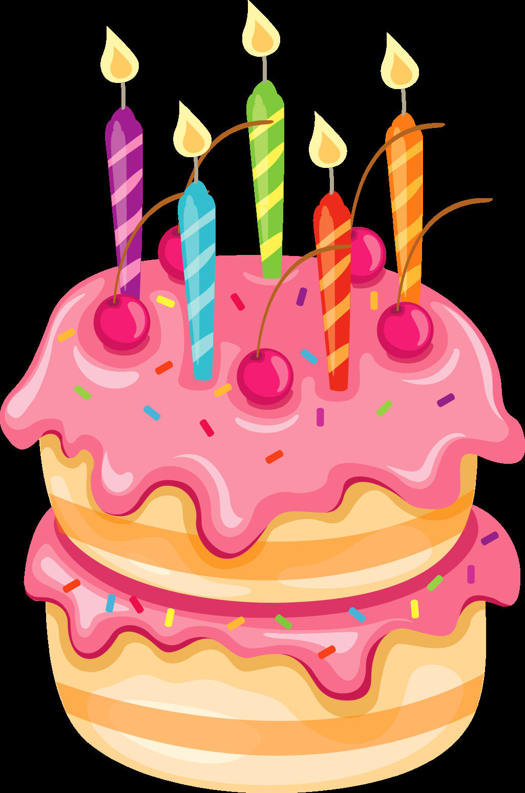 Birthday Cake Clipart
 Pink Cake with Candles PNG Clipart