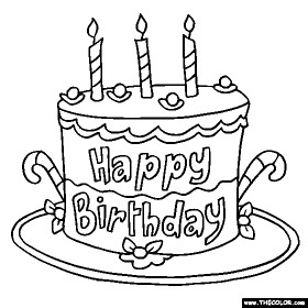 Birthday Cake Coloring Page
 Birthday line Coloring Pages