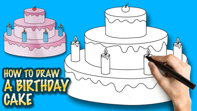 Birthday Cake Drawing
 How to draw a Birthday Cake Easy step by step drawing