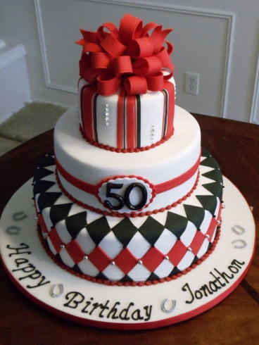 Birthday Cake For Men
 A 50th birthday cake idea for a man in red black & silver