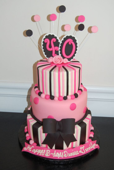 Birthday Cake Image
 40th Birthday cake pink and black