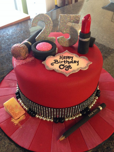 Birthday Cake Pics
 Make Up & beauty themed birthday cake CakeStar