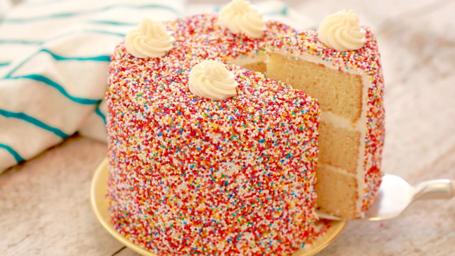 Birthday Cake Recipe
 Vanilla BIRTHDAY CAKE Recipe w Buttercream Frosting 2nd
