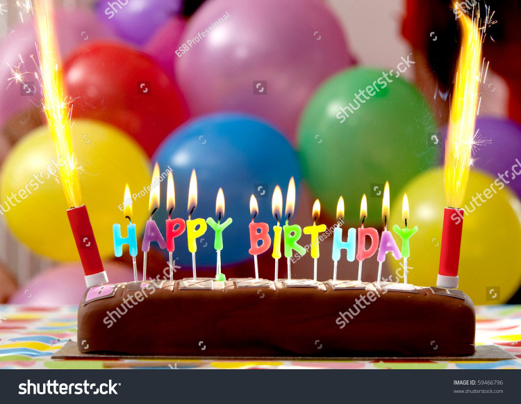 Birthday Cake With Candles And Balloons
 Birthday Cake Candles Lit Balloons Stock