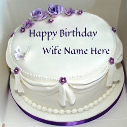 Birthday Cake With Name
 Write Name Violet Roses Birthday Cake For Wife