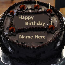 Birthday Cake With Name
 write name on chocolate happy birthday cake with candle