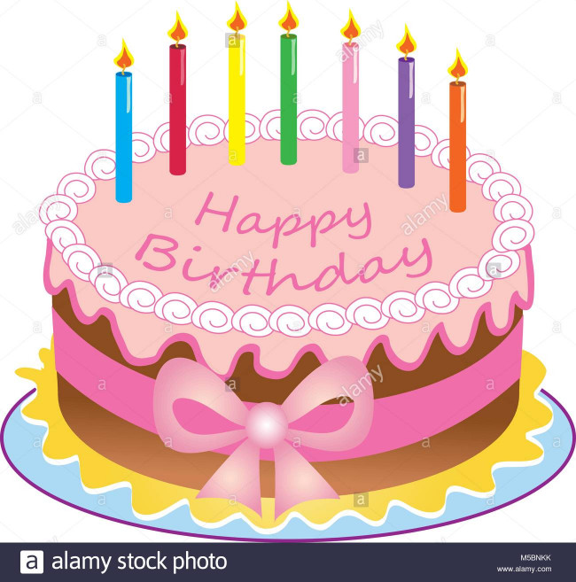 Cartoon Birthday Cake
 A cartoon happy birthday cake with colored candles sugar