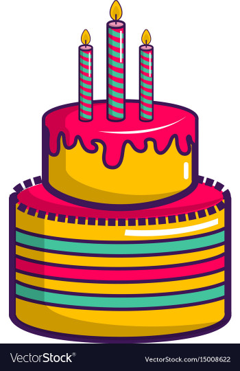 Cartoon Birthday Cake
 Colorful birthday cake icon cartoon style Vector Image