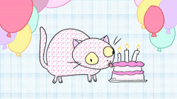 Cat Licking Your Birthday Cake
 Brianne Drouhard — Gifs from “There’s a Cat Licking Your
