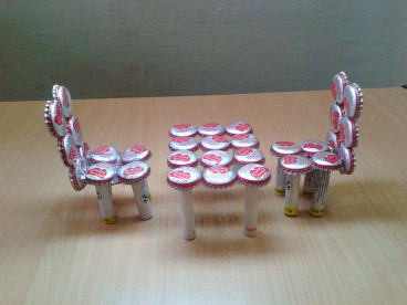 Craft Ideas For Kids With Waste Material
 Make Miniature Table & Chairs from Waste Bottle Caps