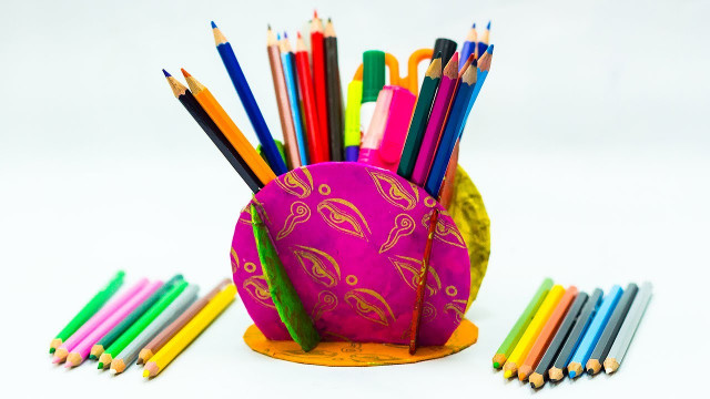 Craft Ideas For Kids With Waste Material
 Waste Material Craft Ideas Pencil Holder From Old CDs