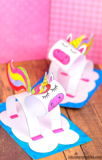 Crafts For Kids To Make
 3D Construction Paper Unicorn Craft Printable Template