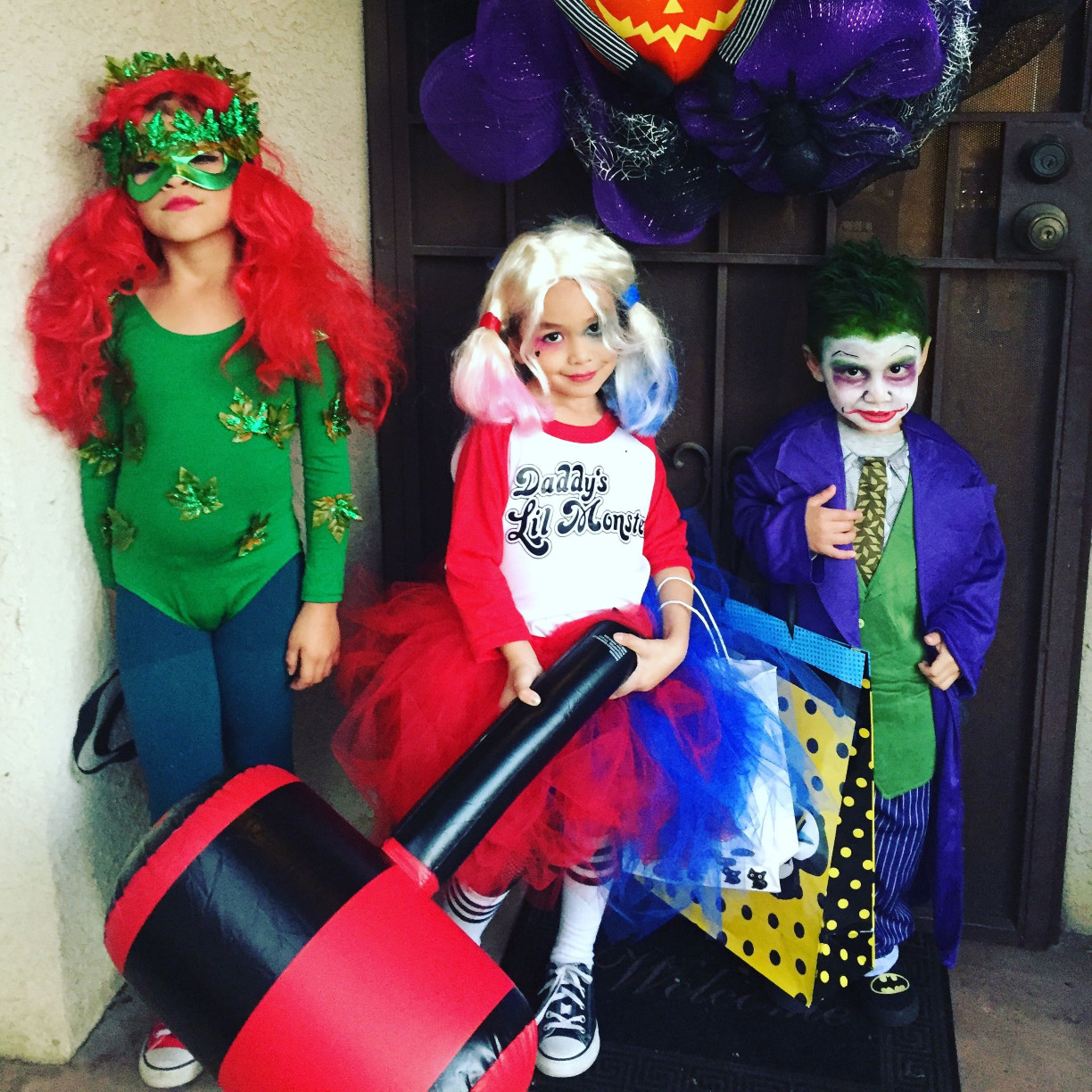 DIY Harley Quinn Costume For Kids
 Poison Ivy Harley Quinn and Joker batman villians