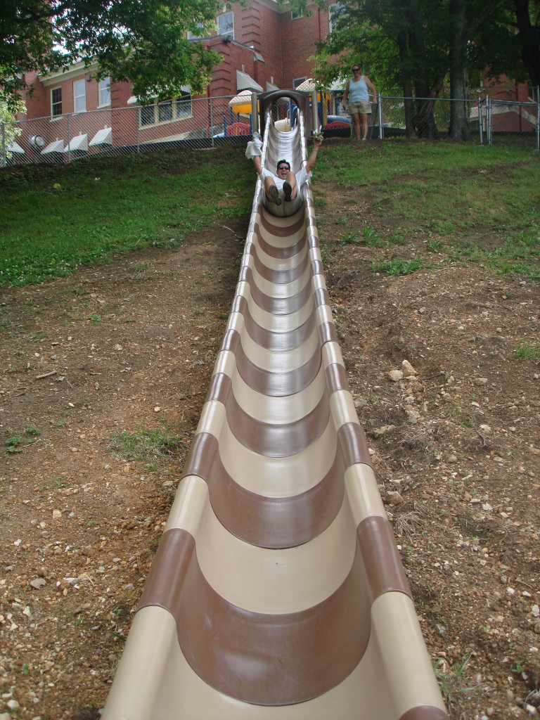 DIY Kids Slide
 Here s an amazing hillside slide built right onto the