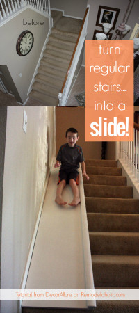 DIY Kids Slide
 DIY Stair Slide or How to Add a Slide to Your Stairs