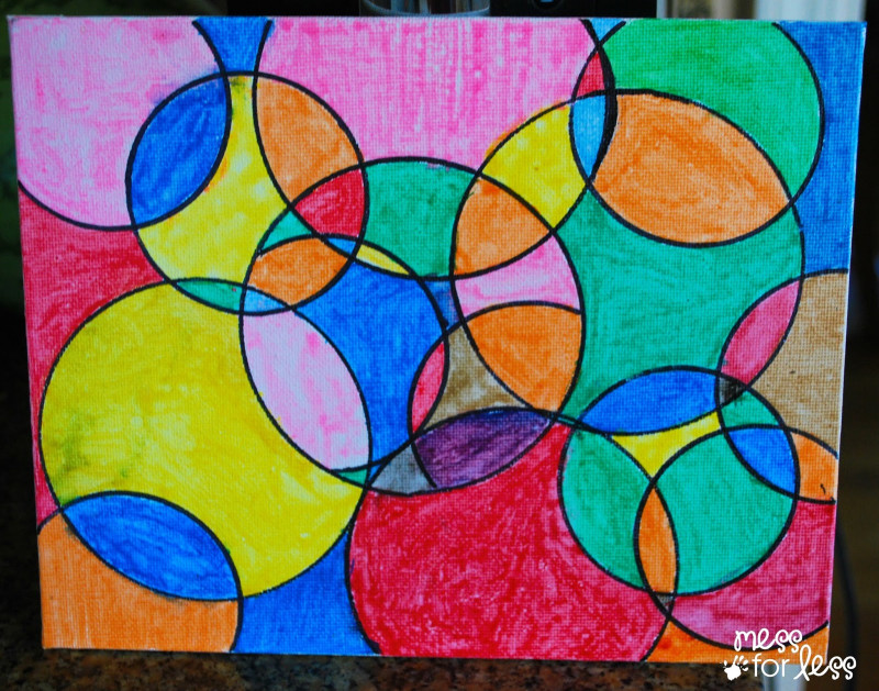 Easy Art For Kids
 Watercolor Circle Art Mess for Less