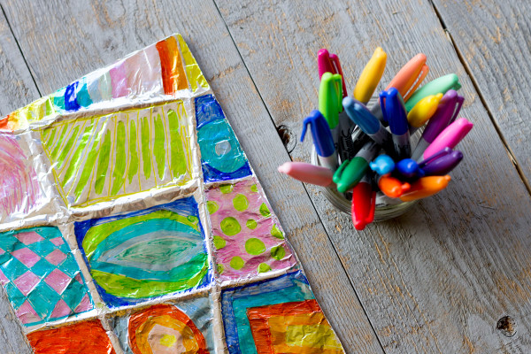 Easy Art For Kids
 Colorful Zentangle Art Easy Aluminum Foil Kids Project