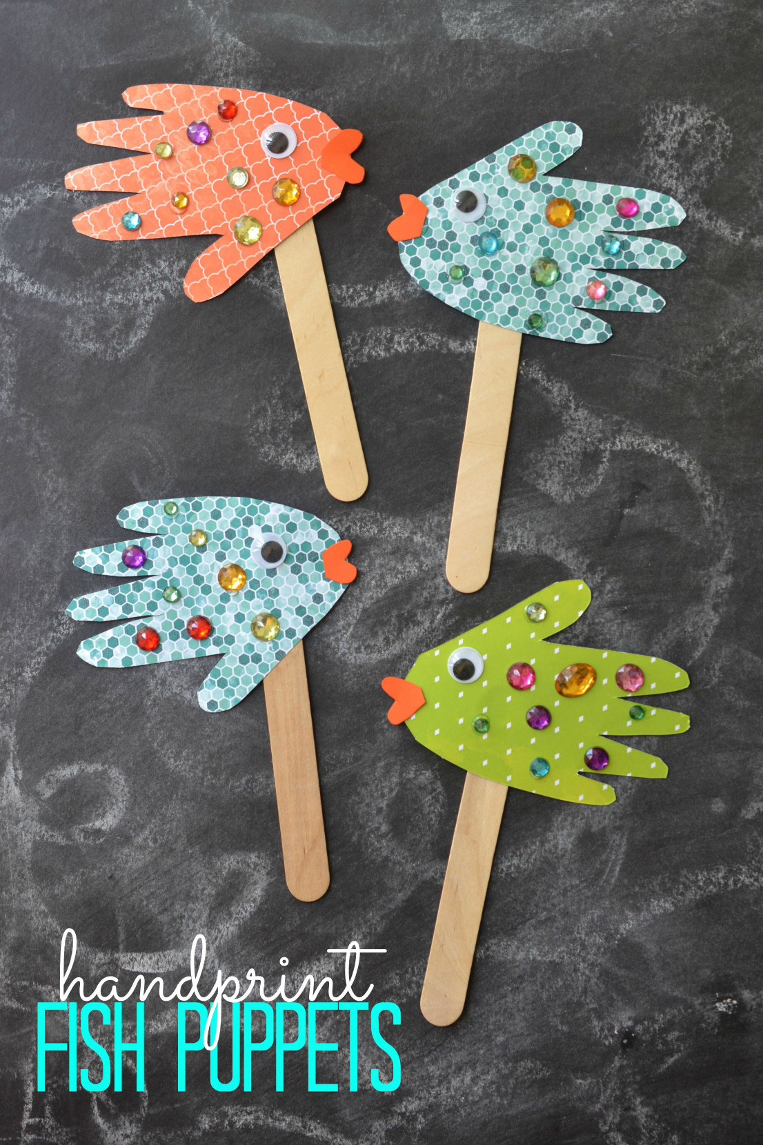 Easy Kids Crafts Unique Handprint Fish Puppets Kid Craft Glued to My Crafts