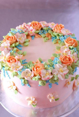 Flower Birthday Cake
 "Spring" cake with buttercream flowers cake by La Zina