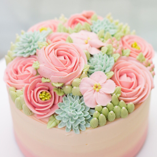 Flower Birthday Cake
 So pretty Buttercream Flowers so delicate on a cake
