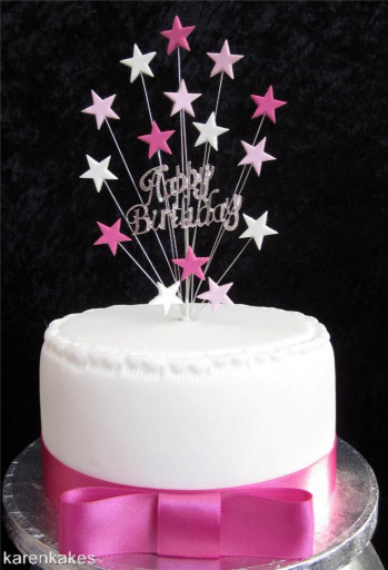 Happy Birthday Cake Topper
 DIAMANTE HAPPY BIRTHDAY CAKE TOPPER WITH STARS SUITABLE