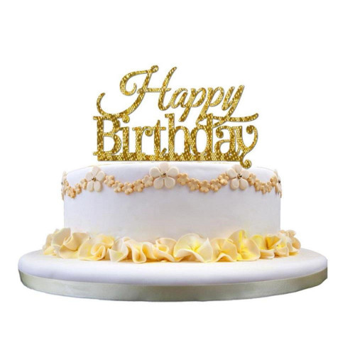 Happy Birthday Cake Topper
 Honana CF CT03 Happy Birthday Acrylic Cake Topper Golden