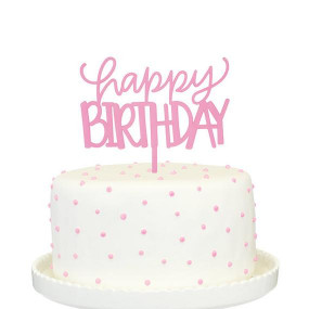 Happy Birthday Cake Topper
 Pink Happy Birthday Cake Topper