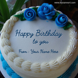 Happy Birthday Cake With Name
 Blue Birthday Cake With Name Edit Option line