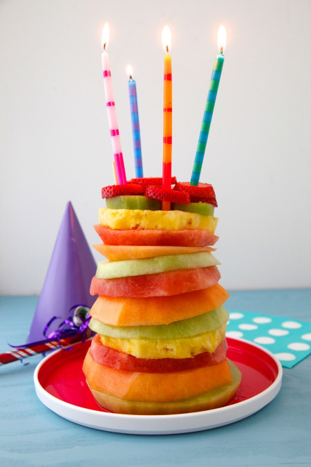 Healthy Birthday Cake
 Fruit Tower Birthday Cake