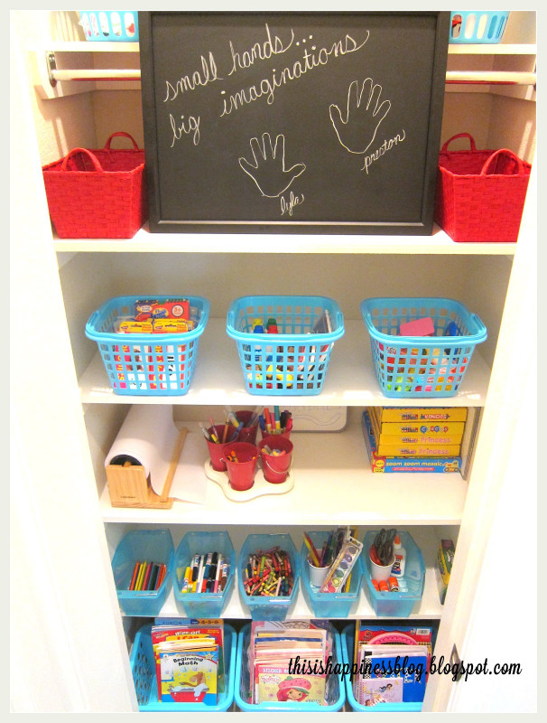 Kids Crafting Supplies
 this is happiness organized kids arts and crafts closet