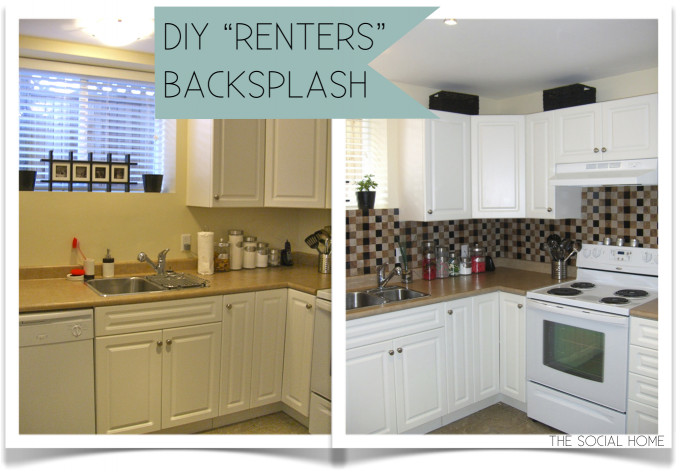 Kitchen Backsplash Diy Awesome Diy &quot;renters&quot; Backsplash with Vinyl Tile