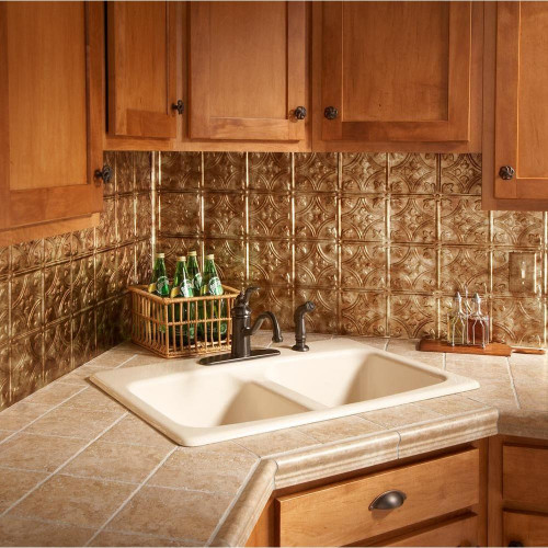 Kitchen Backsplash Home Depot
 18 in x 24 in Traditional 1 PVC Decorative Backsplash