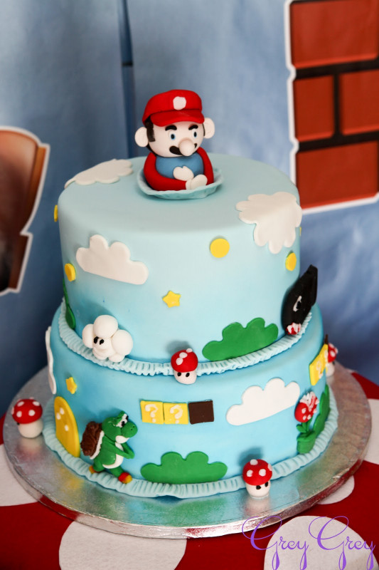 Mario Birthday Cake
 GreyGrey Designs My Parties Super Mario Birthday Party