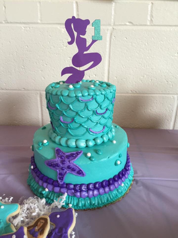 Mermaid Birthday Cake
 First birthday mermaid theme cake