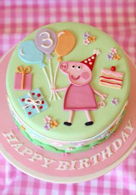 Peppa Pig Birthday Cake
 butter hearts sugar Pastel Peppa Pig Cake