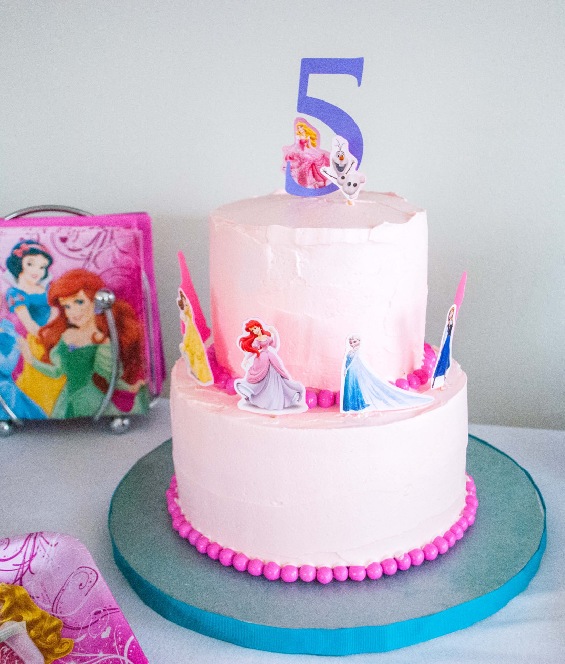Princess Birthday Cake
 Make an Easy Disney Princess Birthday Cake Using Stickers
