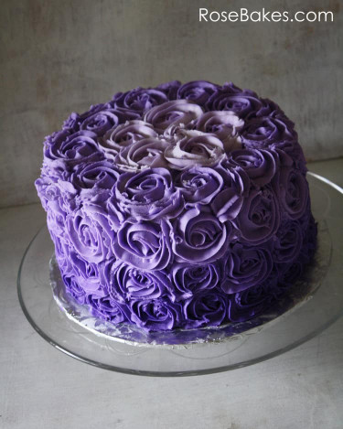 Purple Birthday Cake Elegant Purple Ombre buttercream Roses Birthday Cake Rose Bakes