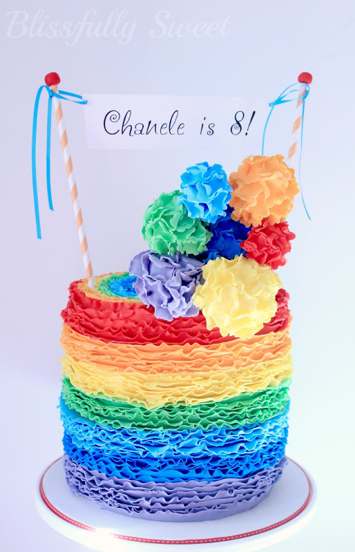 Rainbow Birthday Cake Inspirational Blissfully Sweet A Rainbow Rufflicious Birthday Cake