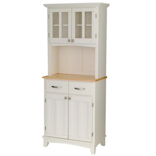 Small Kitchen Hutch
 Buffet with Wood Top and Hutch White Finish
