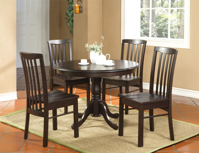 Small Kitchen Table Sets
 5PC ROUND KITCHEN DINETTE SET TABLE AND 4 CHAIRS WALNUT