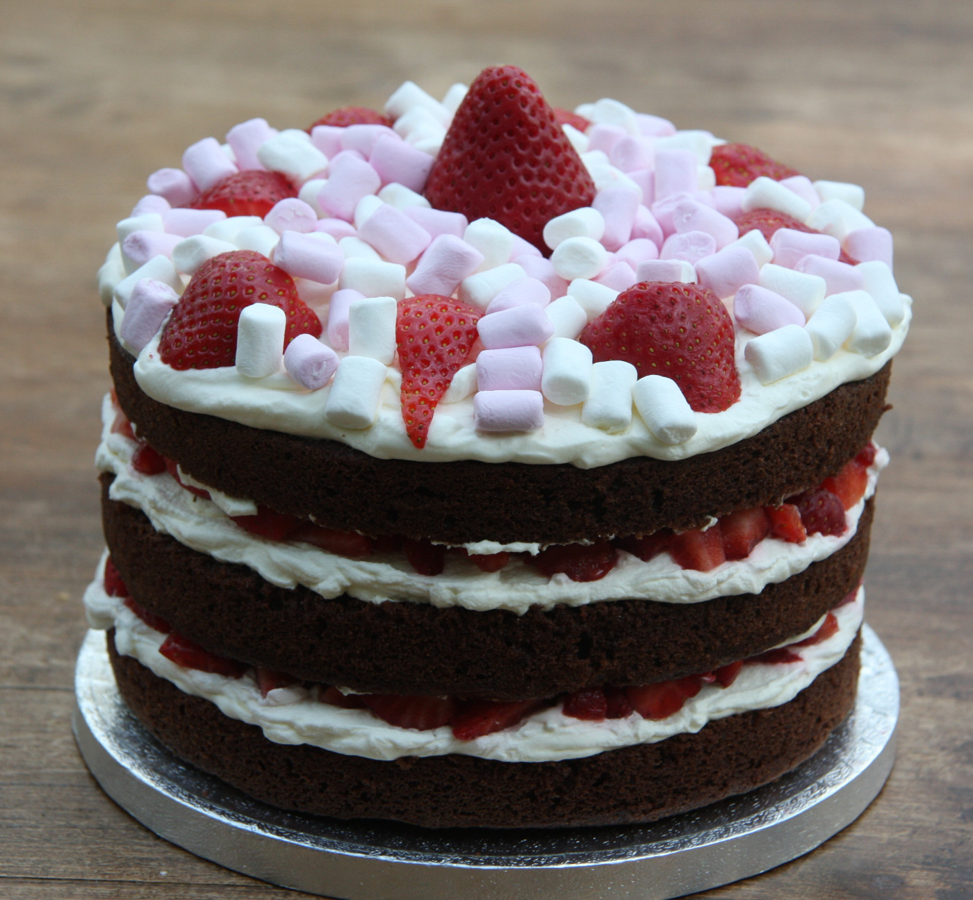 Strawberry Birthday Cake
 Chocolate Birthday Cake with Strawberries and Cream and