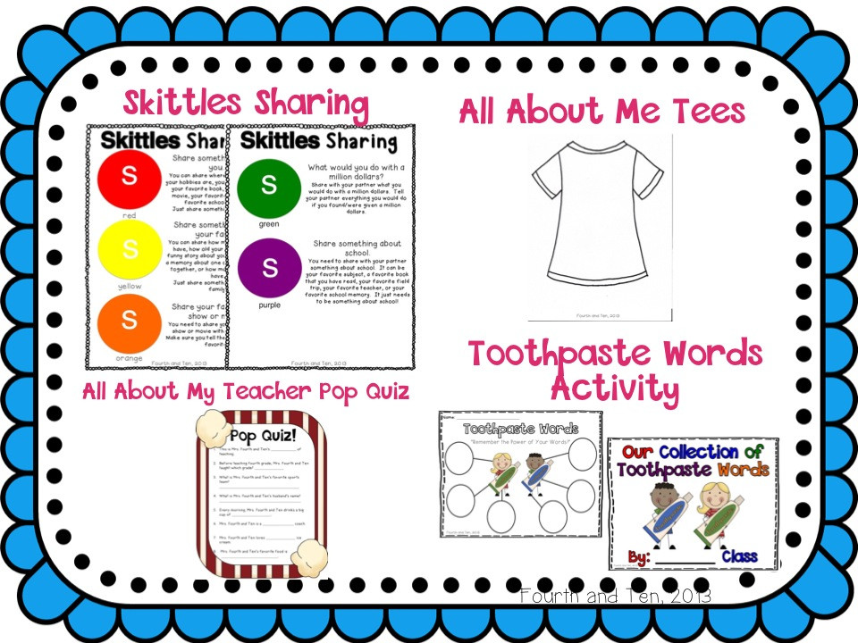 Back To School Activities
 Fourth and Ten Back to School Activities Freebie