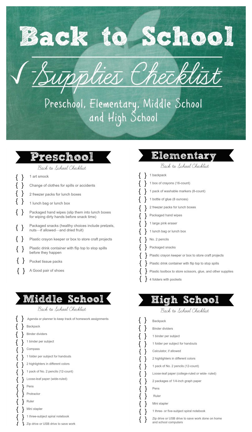 Back To School Checklist
 Back to School Checklist Printables