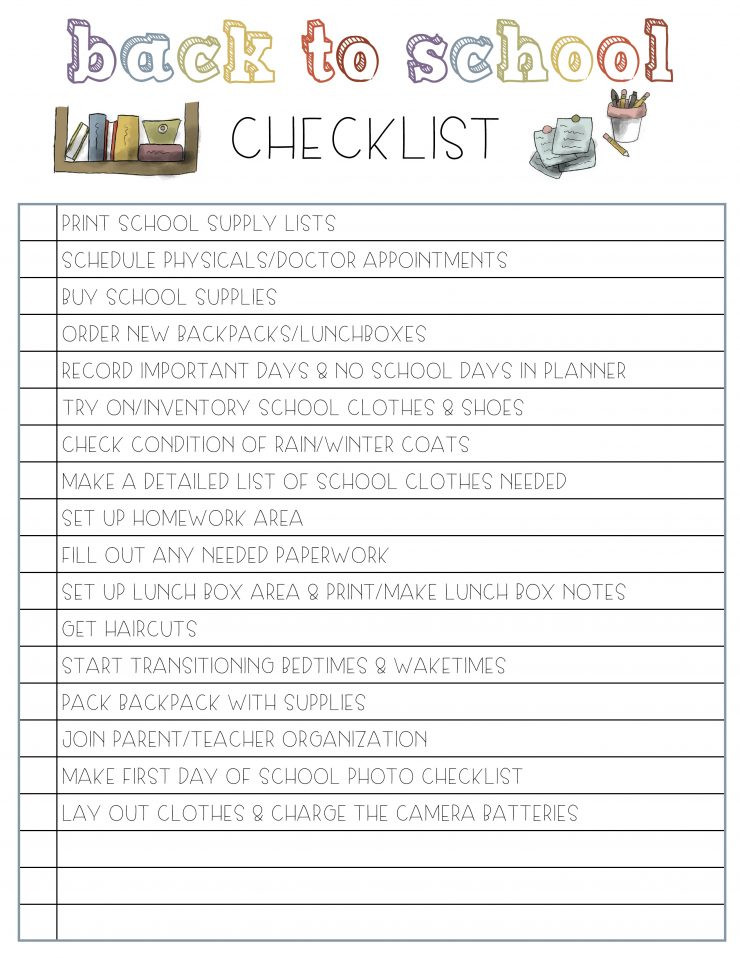Back To School Checklist
 Back To School