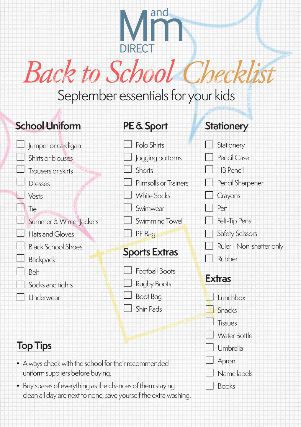 Back To School Checklist
 Back to School Checklist