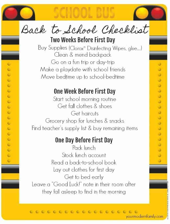 Back to School Checklist Luxury Back to School Checklist Your Modern Family