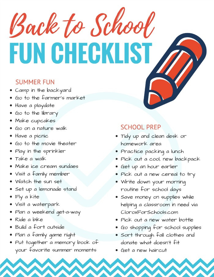 Back To School Checklist
 Back to School Fun Checklist Bitz & Giggles