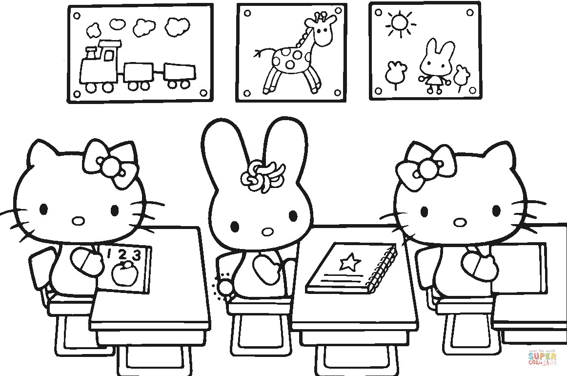 Back To School Coloring Page
 Hello Kitty Back to School coloring page