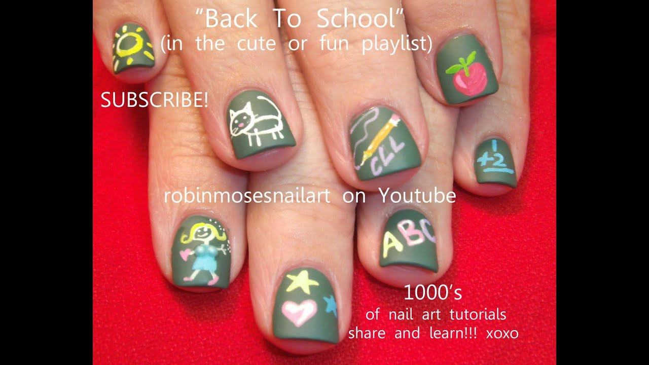 Back To School Nails
 Easy Back to School Nails DIY Matte Chalkboard Nail Art